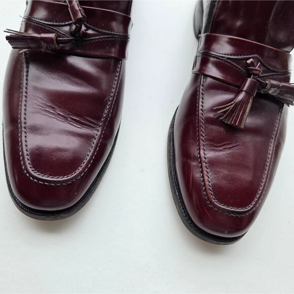 Allen Edmonds Men\'s Biscane Apron Toe Wine Leather Tassel Loafer Size 10C C